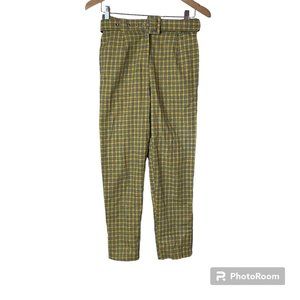 Forever 21 High Rise Belted Ankle Cropped Womens Pants Pockets Size S